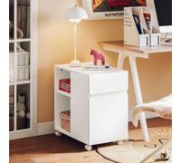Sobuy Ask05-W, Home Office File Cabinet Printer Stand Storage Cabinet On Wheels Side Table End Table,white,w58Xd35Xh59.3