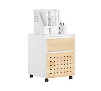Sobuy ASK06-WN, Home Office Mobile File Cabinet Printer Stand Storage Cabinet on Wheels, White and Natural