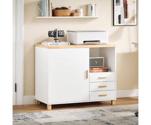 Sobuy Ask07-Nw, Home Office File Cabinet Printer Stand Storage Cabinet Cupboard ,wood Effect,w90.3Xd75Xh45