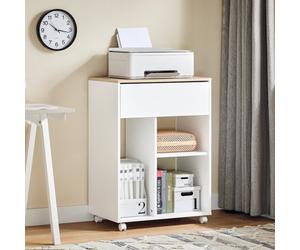 Sobuy Ask10-Nw, Home Office Mobile File Cabinet Printer Stand Side Cabinet On Wheels,wood Effect,w63Xd42Xh88