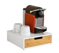 SoBuy Bamboo Coffee Pod Holder Drawer for Nespresso Vertuo, Dolce Gusto, Tassimo Pods - Compact Capsule Storage Box Organizer with Anti-slip Base for Coffee Station or Machine 31×30×10cm FRG179-WN