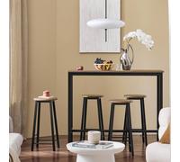 SoBuy Bar Table & 4 Stools Set - Space-Saving Design - Industrial in Light Oak | Size: 0.6m2 SoBuy Light Oak 0.6m2