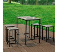 Sobuy Ogt11-Hg, Bar Set-1 Bar Table And 4 Stools-5 Pieces Home Kitchen Breakfast Bar Set Furniture Dining Set, Grey,w100Xd60Xh87