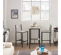 Sobuy Ogt03-Hg, Bar Set-1 Bar Table And 2 Stools, 3 Pieces Home Kitchen Breakfast Bar Set Furniture Dining Set, Grey