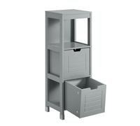 SoBuy Bathroom Cabinet - Narrow Storage Unit with 2 Drawers- Compact Storage Cabinet for Toilet and Small Space in Wood, Stylish Bathroom Furniture, Grey, 30x89x30 cm, FRG127-SG