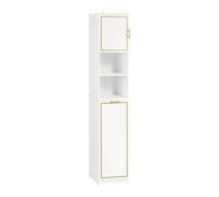 Sobuy Bathroom Tall Storage Cabinet With Laundry Basket White