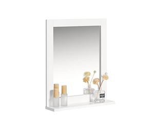 SoBuy Bathroom Cabinet Wall Mounted with Mirror Slim Bathroom Mirror Cabinet Small Cabinet with Shelf, Storage Cupboard for Sink, Toilet or Bedroom White 40x49x10cm FRG129-W