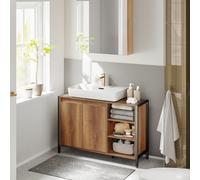 Sobuy Bathroom Cabinet With 2 Doors 3 Shelves 35.4X11.8X23.6 Inch Load Capacity 30 Kg Bzr63-L-Pf - Light Brown