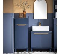 SoBuy Bathroom Low Cabinet - Foldable Laundry Basket Compatible in Dark Blue SoBuy Dark Blue