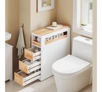 Sobuy Bathroom Side Cabinet With 4 Drawers And Wheels 25.6X9.1X32.3 Inch Load Capacity 40 Kg Bzr54-Iii-Nw - White