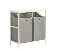 SoBuy Laundry Cabinet Laundry Chest with 2 Removable Laundry Baskets,BZR57-W White