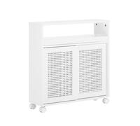 Sobuy Bathroom Storage Cabinet With 2 Sliding Doors Toilet Paper Holder White