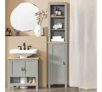 SoBuy Bathroom Tall Cabinet - Space-Saving Slim Design in Light Grey SoBuy Light Grey