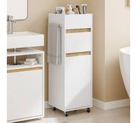 SoBuy Bathroom Tall Cabinet - Wheeled Storage Unit - Modern in White SoBuy White