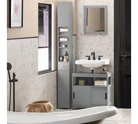 Sobuy Bathroom Tall Cabinet With 1 Drawer 2 Doors And 4 Adjustable Shelves 7.9X7.9X70.9 Inch Bzr34-Hg - Light Gray