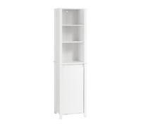 SoBuy Bathroom Tall Cabinet Cupboard Bathroom Storage Cabinet with Laundry Basket,BZR102-W White