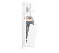 Sobuy Bathroom Tall Storage Cabinet With Laundry Basket White