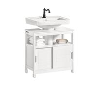 Sobuy Frg128-Ii-W, Under Sink Bathroom Cabinet With Sliding Doors, Slim Bathroom Storage Unit For Small Spaces, White