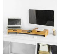 SoBuy® BBF04-N, 2 Drawers Bamboo Monitor Stand Riser Desk Organizer