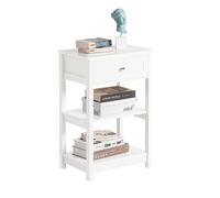 SoBuy White Beside Table with 1 Drawer 2 Shelves - White