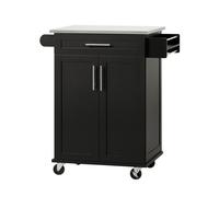 SoBuy Black Kitchen Storage Cart with Stainless Steel Top