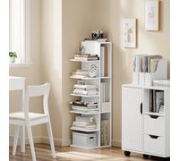 Sobuy Bookshelf With 7 Shelves 11.8X12.8X43.5 Inch Wall Anchored Str14-W - White