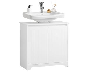 SoBuy BZR108-II-W, Under Sink Cabinet Bathroom Vanity Unit Bathroom Storage Cabinet with 2 Doors, Suitable for Pedestal Sinks, White