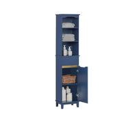 SoBuy BZR112-B, Bathroom Storage Cabinet Tall Slim Freestanding Unit with 3 Open Shelves and Drawer Narrow Bathroom Storage for Small Spaces Blue 35 x