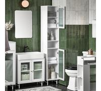 Sobuy Bzr118-W, Bathroom Tall Cabinet Tall Cupboard Storage Cabinet With 2 Glass Doors,white,w30Xd30Xh170.5