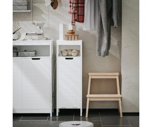 Sobuy Bzr122-W, Bathroom Laundry Cabinet Bathroom Storage Cabinet With Laundry Basket,white,w30Xd30Xh89