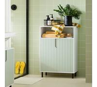 Sobuy Bzr138-Gr, Bathroom Storage Cabinet Cupboard With 2 Doors, Green,w60Xd30Xh87