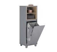 SoBuy BZR146-DG, Laundry Cabinet Laundry Chest Bathroom Storage Cabinet with Laundry Basket, Grey