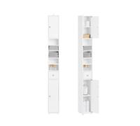 SoBuy BZR167-GW, Tall Bathroom Storage Cabinet Freestanding Slim Narrow Storage Unit with 6 Adjustable Shelves Gloss White Finish Modern Bathroom Furn