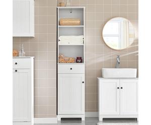 Sobuy Bzr17-W, Bathroom Storage Cabinet Unit With 3 Shelves 1 Drawer 1 Cabinet,white,w40Xd35Xh161.5