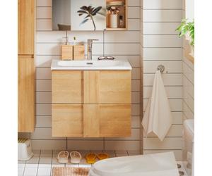 Sobuy Bzr172-N,bathroom Vanity Base Cabinet With Two Drawers Wood Veneer Wood Veneer,w60.5Xd46Xh54