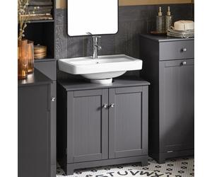 Sobuy Bzr18-Ii-Dg, Under Sink Cabinet Bathroom Vanity Unit, Suitable For Pedestal Sink, Grey,w60Xd30Xh60