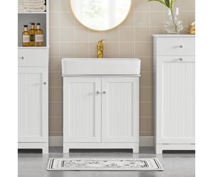 Sobuy Bzr18-W, Under Sink Storage Bathroom Cabinet Bathroom Storage Unit With Doors And Adjustable Shelf, White