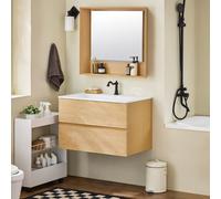 Sobuy Bzr198-N Bathroom Vanity Set With Wall Mirror Narrow Ceramic Washbasin Cabinet Storage Shelf,neutral