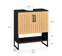Sobuy Bzr202-Sch,bathroom Under Sink Cabinet With Bamboo Doors Metal Feet For Small Space Storage,black,w60Xd30Xh70.5