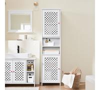 Sobuy Bzr209-W, Tall Bathroom Storage Cabinet - Slim Freestanding Bathroom Unit With 2 Doors & Open Shelf,white