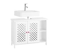 SoBuy BZR210-W, Under Sink Bathroom Cabinet with 2 Doors & Open Shelf - Bathroom Sink Storage Cabinet Adjustable Shelf, E1 MDF, 42kg Load - Bathro