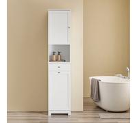 Sobuy Bzr216-W,tall Bathroom Cabinet With 1 Drawer Functional ,white,w40Xd38Xh180