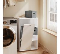 Sobuy Bzr218-W, Slim Laundry Cupboard With Laundry Hamper & Adjustable Shelf - White