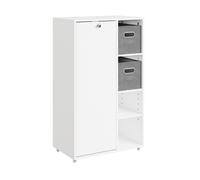 Sobuy Bzr218-W, Slim Laundry Cupboard With Laundry Hamper & Adjustable Shelf - White