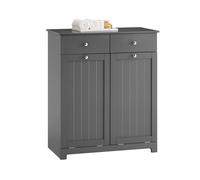 SoBuy BZR33-II-DG, Bathroom Cabinet with Laundry Baskets - Bathroom Storage Unit with 2 Drawers and 2 Removable Baskets, Laundry Cabinet for Towel Sto