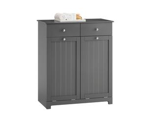 SoBuy BZR33-II-DG, Bathroom Cabinet with Laundry Baskets - Bathroom Storage Unit with 2 Drawers and 2 Removable Baskets, Laundry Cabinet for Towel Sto