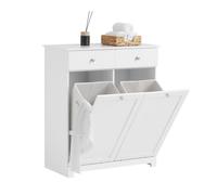 SoBuy BZR33-W, Bathroom Cabinet with Laundry Baskets - Bathroom Storage Unit with 2 Drawers and 2 Removable Baskets, Laundry Cabinet for Towel Storage