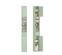 SoBuy BZR34-II-GR, Tall Bathroom Storage Cabinet - Freestanding Slim Bathroom Cabinet, Water-Resistant MDF with Adjustable Shelves and Drawer - Compac