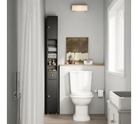 Sobuy Bzr34-Ii-Sch,tall Bathroom Storage Cabinet - Slim Bathroom Unit,compact Bathroom Furniture, Black,w20Xd20Xh180