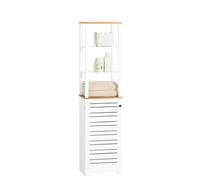 SoBuy BZR43-W, Tall Cabinet Bathroom Cabinet Storage Cabinet with 3 Shelves and 1 Door, White